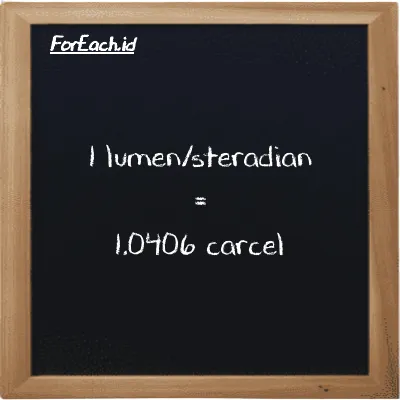 Example lumen/steradian to carcel conversion (52 lm/sr to car)